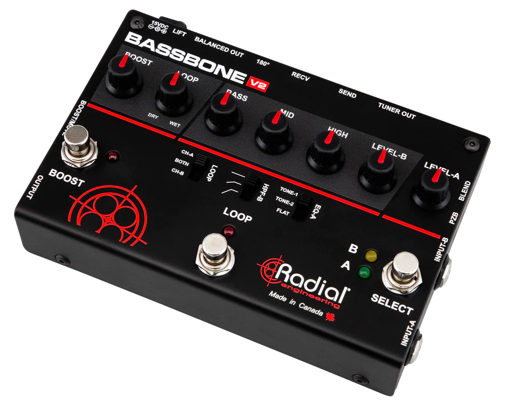 Radial Bassbone V2 - Radial Engineering BASSBONE V2 Tonebone 2-Channel Bass Preamp Pedal
