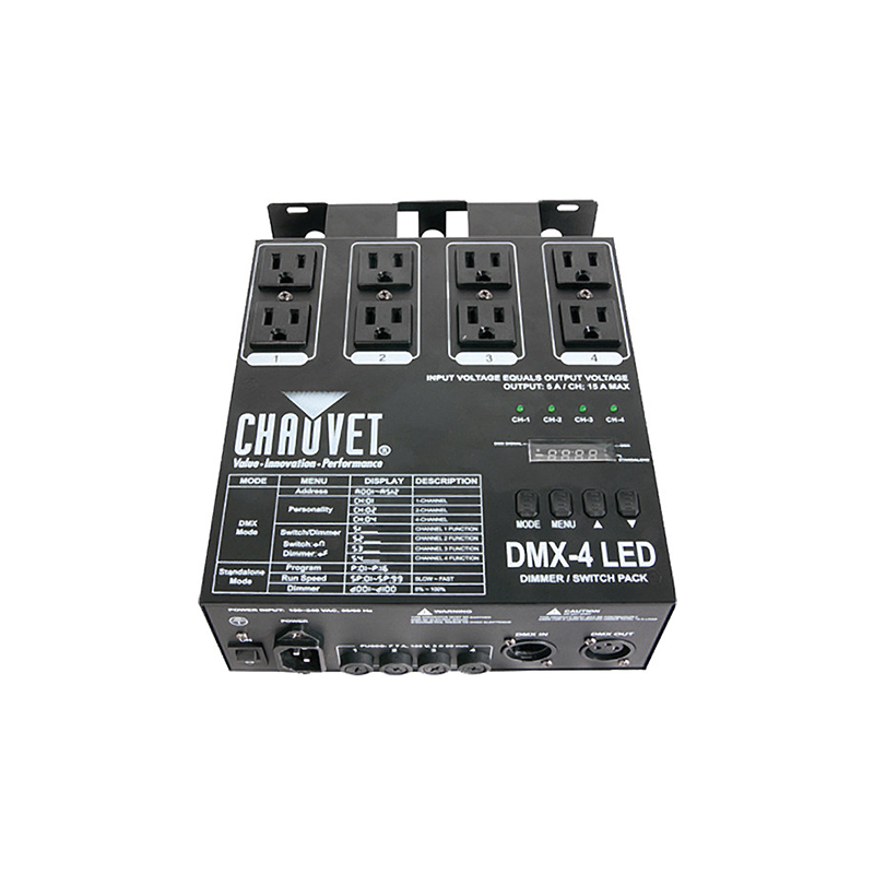CHAUVET DMX4-2.0 Dimmer pack - Chauvet DJ DMX-4 4-Channel Dimmerswitch Pack Optimized For Use With Small Led Fixtures