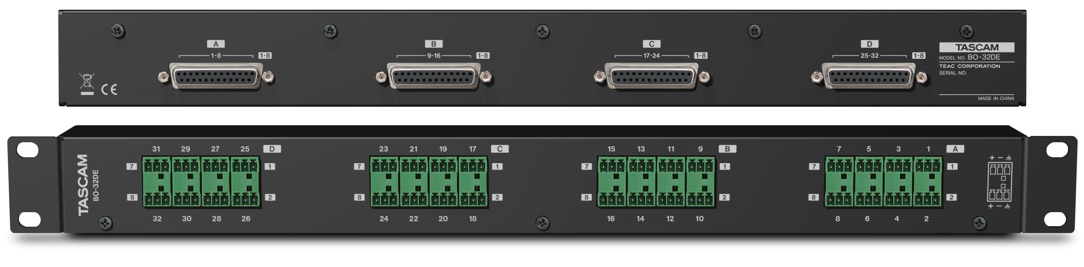 TASCAM BO-32DE - 32 Channel Euroblock to D-Sub Input Adaptor for Professional Installations