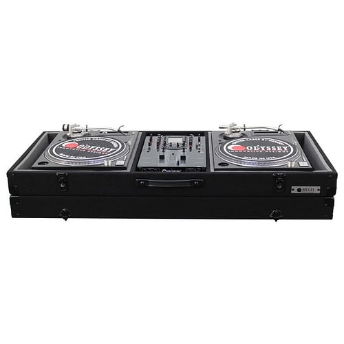 Odyssey CBM10E Case DJ Gear - Odyssey CBM10E - Universal 10″ Format DJ Mixer and Two Battle Position Turntables Carpet Coffin Case