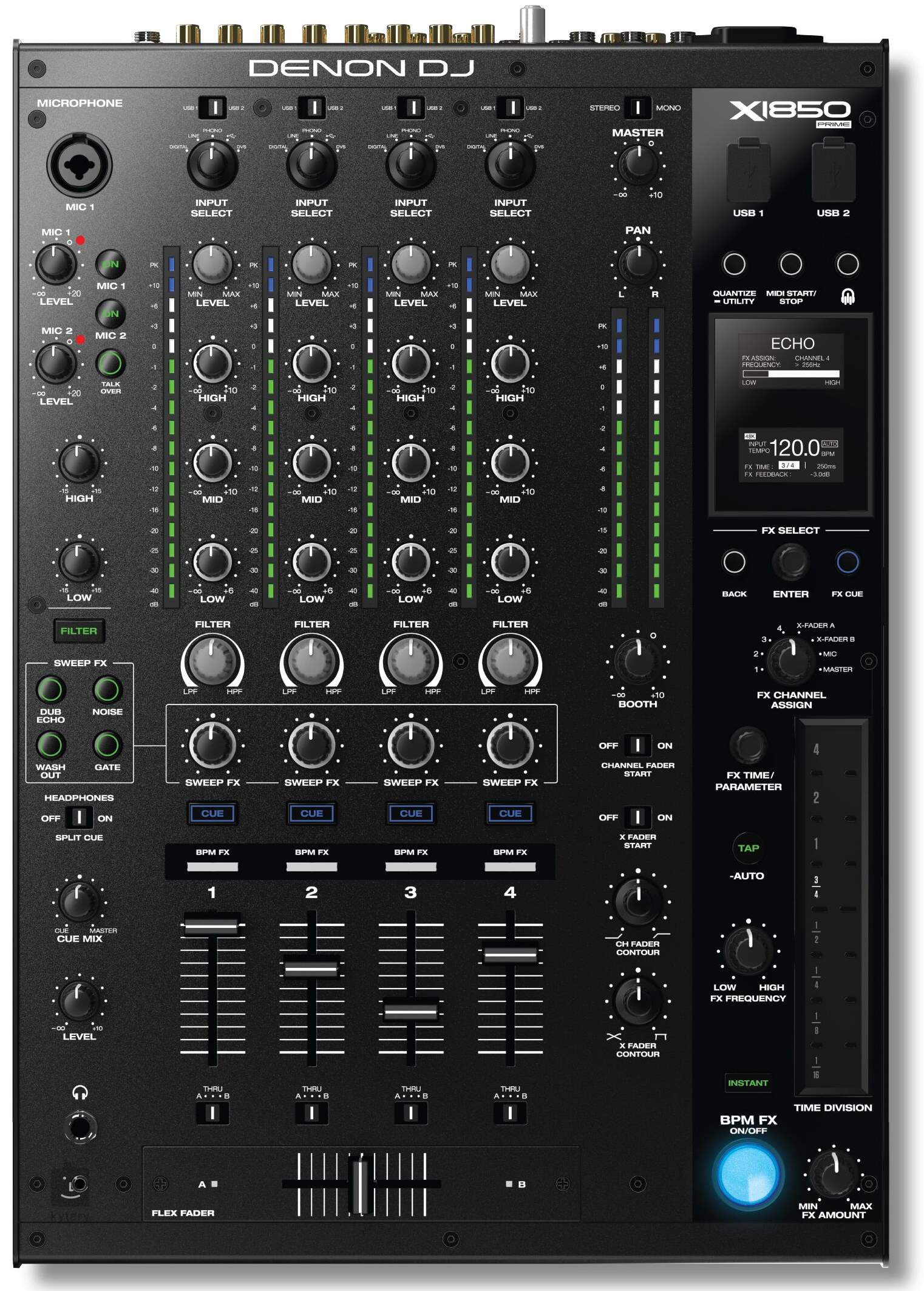 DENON DJ X1850 PRIME - Professional 4-Channel DJ Club Mixer