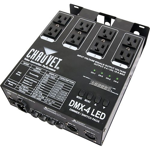 CHAUVET DMX4-2.0 Dimmer pack - Chauvet DJ DMX-4 4-Channel Dimmerswitch Pack Optimized For Use With Small Led Fixtures