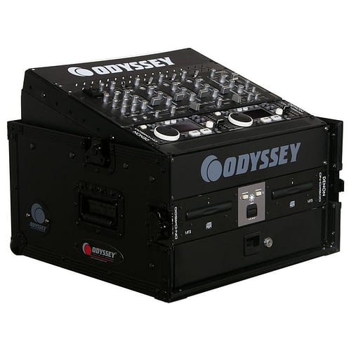 Odyssey FZ1004BL Case Rackmount - Odyssey FZ1004BL - Black 10U Top Slanted 4U Vertical Pro Combo Rack