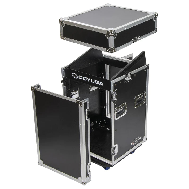 Odyssey FZ1014W Case Rackmount - Odyssey FZ1014W - 10U Top Slanted 14U Vertical Pro Combo Rack with Wheels