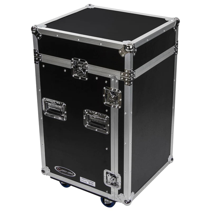Odyssey FZ1014W Case Rackmount - Odyssey FZ1014W - 10U Top Slanted 14U Vertical Pro Combo Rack with Wheels