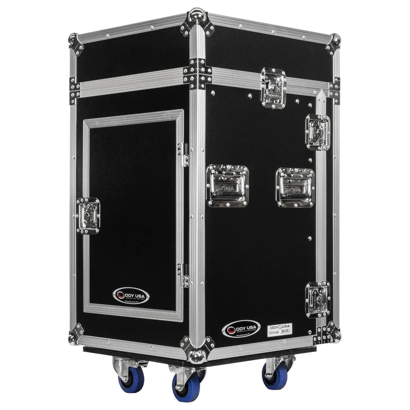 Odyssey FZ1014W Case Rackmount - Odyssey FZ1014W - 10U Top Slanted 14U Vertical Pro Combo Rack with Wheels