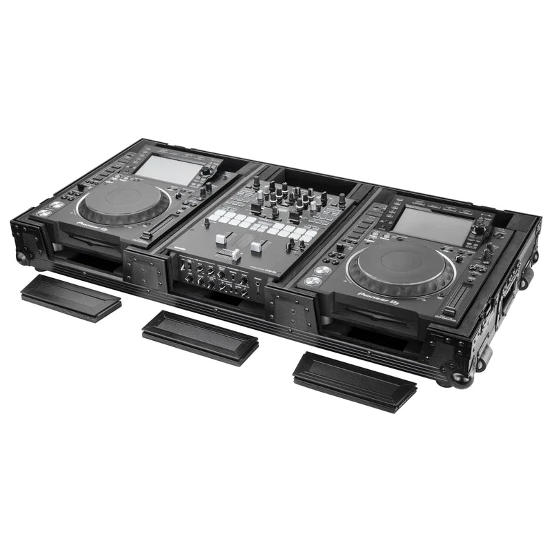 Odyssey FZ10CDJWXDBL Case DJ Gear - Odyssey FZ10CDJWXDBL - Black Extra Deep 10″ Format DJ Mixer and Two Large Format Media Players Coffin Flight Case