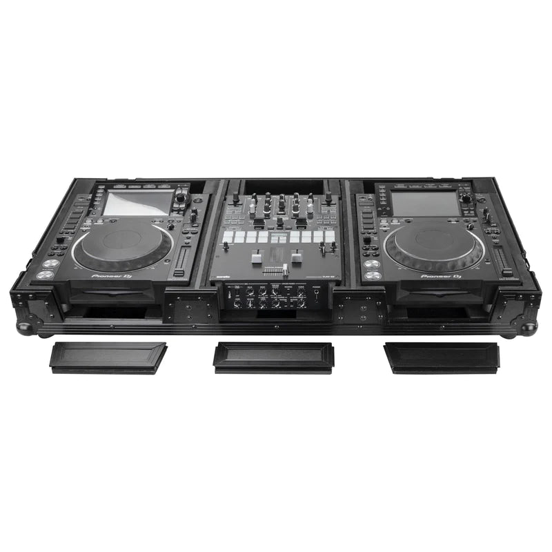 Odyssey FZ10CDJWXDBL Case DJ Gear - Odyssey FZ10CDJWXDBL - Black Extra Deep 10″ Format DJ Mixer and Two Large Format Media Players Coffin Flight Case
