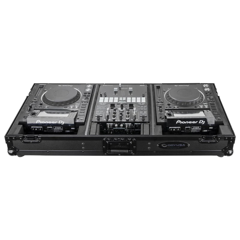 Odyssey FZ10CDJWXDBL Case DJ Gear - Odyssey FZ10CDJWXDBL - Black Extra Deep 10″ Format DJ Mixer and Two Large Format Media Players Coffin Flight Case