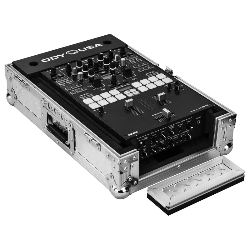 Odyssey FZ10MIXXDDIA-10-inch Format Extra Deep Silver Diamond Plated DJ Mixer Case