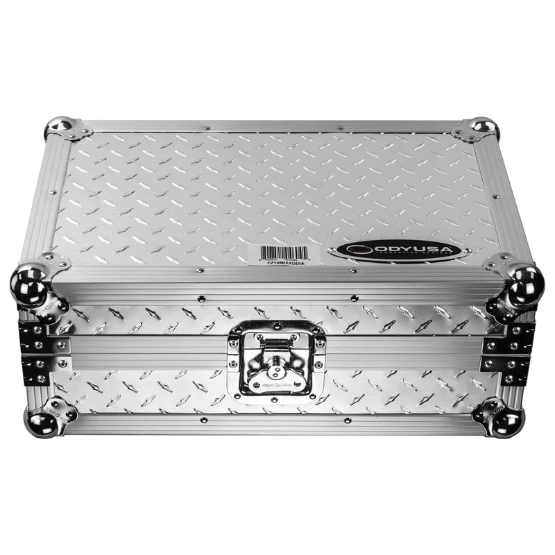 Odyssey FZ10MIXXDDIA-10-inch Format Extra Deep Silver Diamond Plated DJ Mixer Case