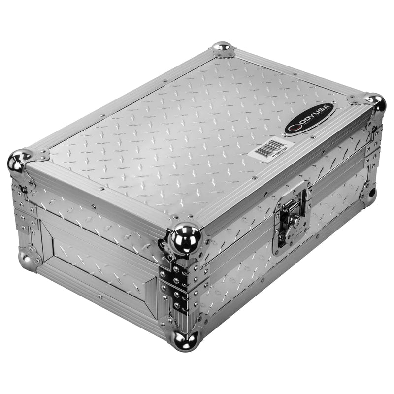 Odyssey FZ10MIXXDDIA-10-inch Format Extra Deep Silver Diamond Plated DJ Mixer Case