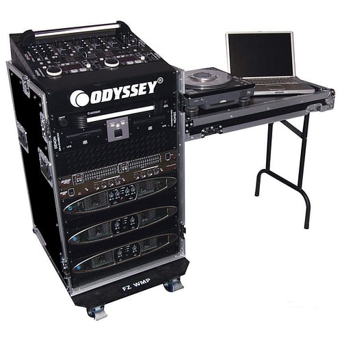 Odyssey FZ1116WDLX Case Rackmount - Odyssey FZ1116WDLX - 11U Top Slanted 16U Vertical Pro Combo Rack with Side Table and Casters