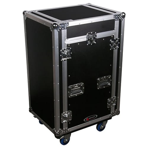 Odyssey FZ1116WDLX Case Rackmount - Odyssey FZ1116WDLX - 11U Top Slanted 16U Vertical Pro Combo Rack with Side Table and Casters