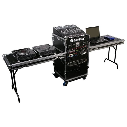 Odyssey FZ1116WDLX-II Case Rackmount - Odyssey FZ1116WDLX-II - 11U Top Slanted 16U Vertical Pro Combo Rack with Two Side Tables and Casters