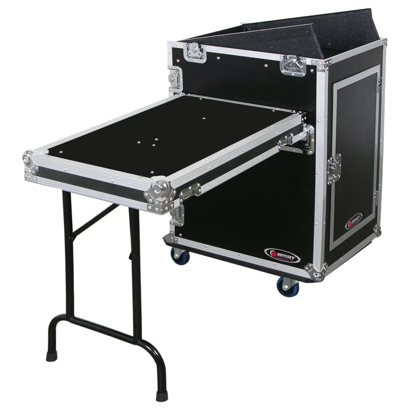 Odyssey FZ1316WDLX Case Rackmount - Odyssey FZ1316WDLX - Deluxe 13U Top Slanted 16U Bottom Vertical Pro Combo Rack with Side Table and Casters