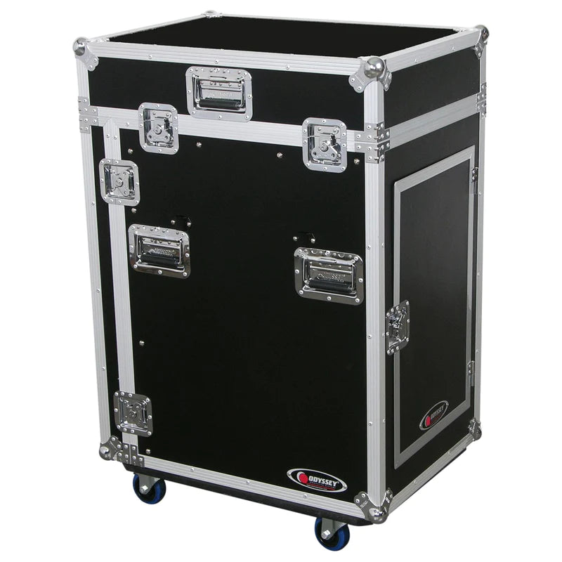 Odyssey FZ1316WDLX Case Rackmount - Odyssey FZ1316WDLX - Deluxe 13U Top Slanted 16U Bottom Vertical Pro Combo Rack with Side Table and Casters