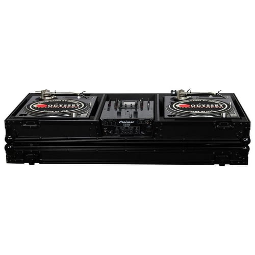 Odyssey FZBM10WBL Case DJ Gear - Odyssey FZBM10WBL - Black 10″ Format DJ Mixer and Two Battle Position Turntables Flight Coffin Case