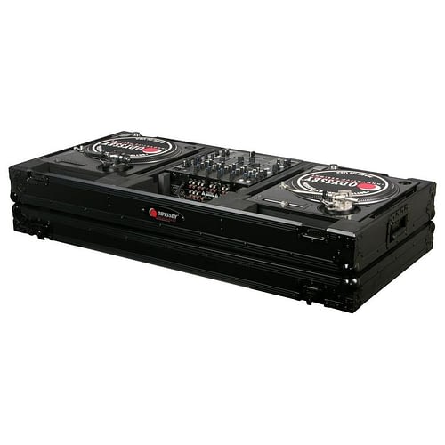 Odyssey FZBM12WBL Case DJ Gear - Odyssey FZBM12WBL - Black 12″ Format DJ Mixer and Two Battle Position Turntables Flight Coffin Case