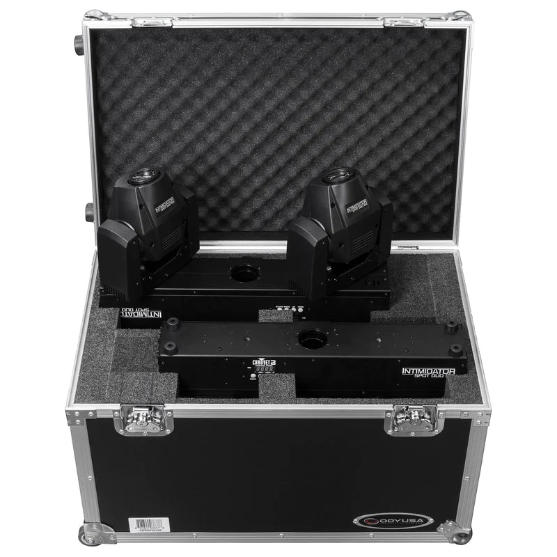 Odyssey FZCHINTSD155W Road Case - Odyssey FZCHINTSD155W - Dual Chauvet Intimidator Spot Duo 155 Flight Case with Pullout Handle and Wheels