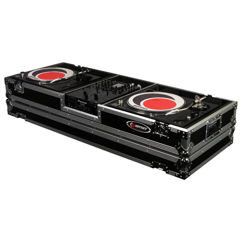 Odyssey FZDJ10W Case DJ Gear - Odyssey FZDJ10W - 10″ Format DJ Mixer and Two Standard Position Turntables Flight Coffin Case with Wheels