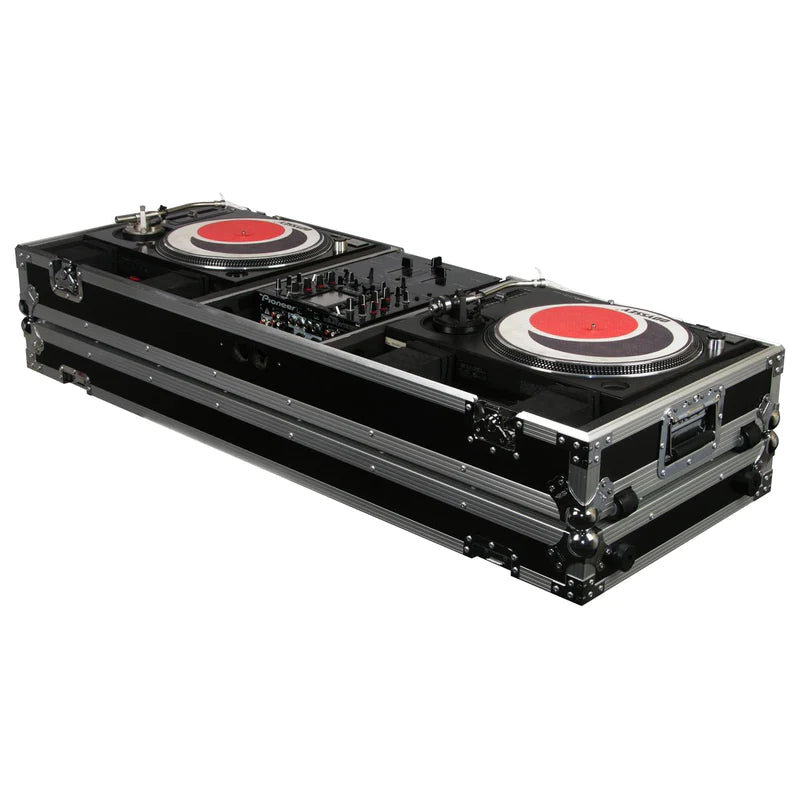 Odyssey FZDJ10W Case DJ Gear - Odyssey FZDJ10W - 10″ Format DJ Mixer and Two Standard Position Turntables Flight Coffin Case with Wheels