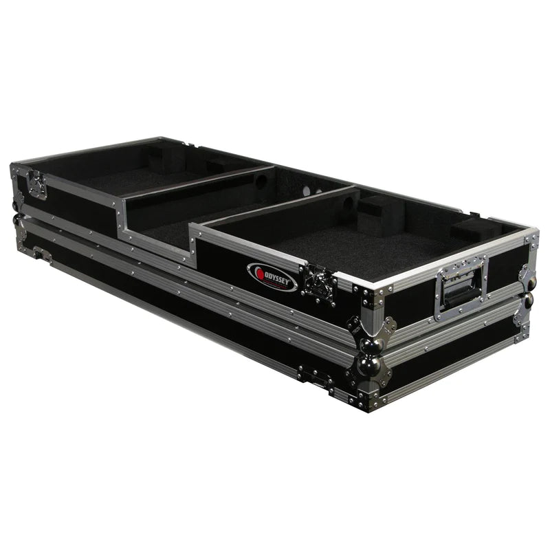 Odyssey FZDJ10W Case DJ Gear - Odyssey FZDJ10W - 10″ Format DJ Mixer and Two Standard Position Turntables Flight Coffin Case with Wheels