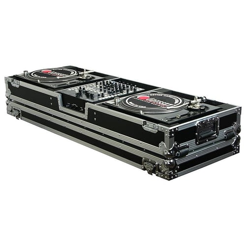 Odyssey FZDJ12W Case DJ Gear - Odyssey FZDJ12W - 12″ Format DJ Mixer and Two Standard Position Turntables Flight Coffin Case with Wheels