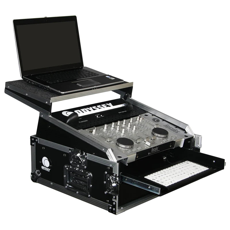 Odyssey FZGS1002 Case Rackmount - Odyssey FZGS1002 - 10U Top Slanted 2U Bottom Vertical Pro Combo Rack with Glide Platform