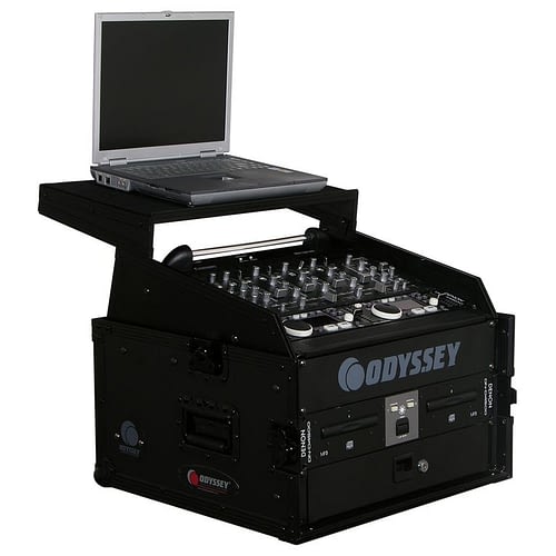 Odyssey FZGS1004BL Case Rackmount - Odyssey FZGS1004BL - Black 10U Top Slanted 4U Bottom Vertical Pro Combo Rack with Glide Platform