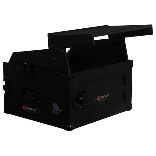 Odyssey FZGS1004BL Case Rackmount - Odyssey FZGS1004BL - Black 10U Top Slanted 4U Bottom Vertical Pro Combo Rack with Glide Platform