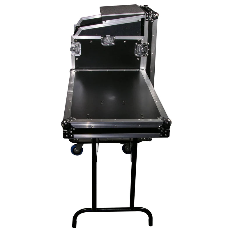 Odyssey FZGS1116WDLX Case Rackmount - Odyssey FZGS1116WDLX - Deluxe 11U Top Slanted 16U Bottom Vertical Pro Combo Rack with Casters, Side Table, and Glide Platform