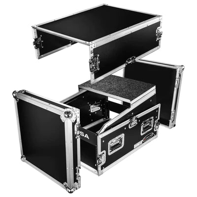 Odyssey FZGS1404 Case Rackmount - Odyssey FZGS1404 - 14U Top Slanted 4U Bottom Vertical Pro Combo Rack with Glide Platform