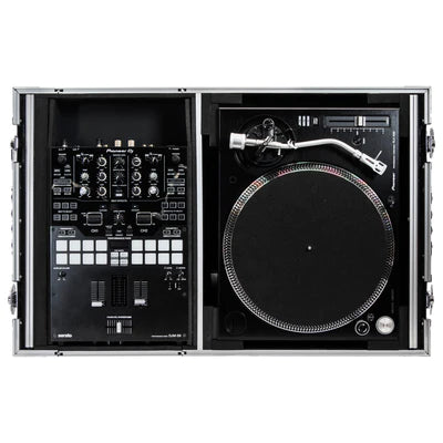 Odyssey FZGS1BM10W Case DJ Gear - Odyssey FZGS1BM10W - Reversible 10″ Format DJ Mixer and One Battle Position Turntable Coffin Flight Case with Glide Platform