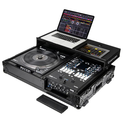 Odyssey FZGS1RA1272WBL DJ Case - Odyssey FZGS1RA1272WBL - Black Reversible Compact Rane Twelve and Rane Seventy / Seventy-Two Battle DJ Coffin Flight Case with Glide Platform