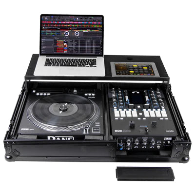 Odyssey FZGS1RA1272WBL DJ Case - Odyssey FZGS1RA1272WBL - Black Reversible Compact Rane Twelve and Rane Seventy / Seventy-Two Battle DJ Coffin Flight Case with Glide Platform