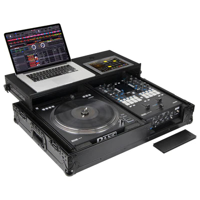 Odyssey FZGS1RA1272WBL DJ Case - Odyssey FZGS1RA1272WBL - Black Reversible Compact Rane Twelve and Rane Seventy / Seventy-Two Battle DJ Coffin Flight Case with Glide Platform