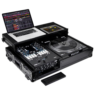 Odyssey FZGS1RA1272WBL DJ Case - Odyssey FZGS1RA1272WBL - Black Reversible Compact Rane Twelve and Rane Seventy / Seventy-Two Battle DJ Coffin Flight Case with Glide Platform