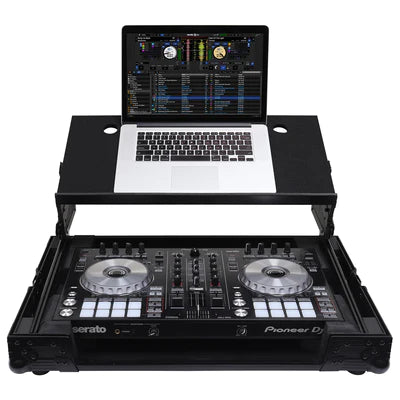 Odyssey FZGSADDJSR2BL Case DJ Gear - Odyssey FZGSADDJSR2BL - Black Pioneer DDJ-SR / DDJ-SR2 Flight Case with Angle Glide Platform