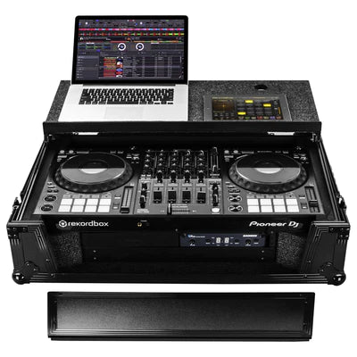 DJ Controller Case w/Glid - Odyssey FZGSDDJ1000W2BL - Pioneer DDJ-1000 / DDJ-1000SRT Black Label Case with Patented Glide Platform and Bottom 2U Rack Space