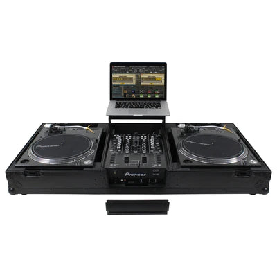 Odyssey FZGSLBM10WR Case DJ Gear - Odyssey FZGSLBM10WRBL - Black Low Profile 10″ Format DJ Mixer and Two Battle Position Turntables Flight Coffin Case with Wheels and Glide Platform