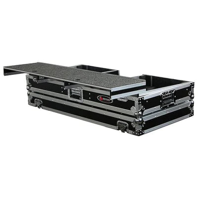 Odyssey FZGSPBM10W Case DJ Gear - Odyssey FZGSPBM10W - Universal 10″ Format DJ Mixer and Two Battle Position Turntables Flight Coffin Case with Full Glide Platform