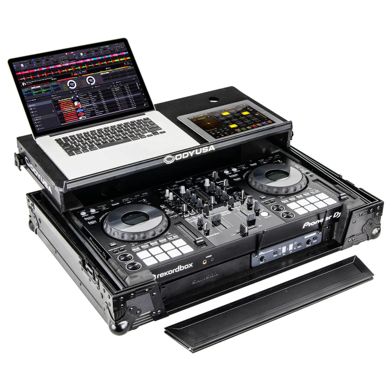 Odyssey FZGSPIDDJ8001BL Case DJ Gear - Odyssey FZGSPIDDJ8001BL - Black Pioneer DDJ-800 Flight Case with Bottom 1U Rack Space and Glide Platform