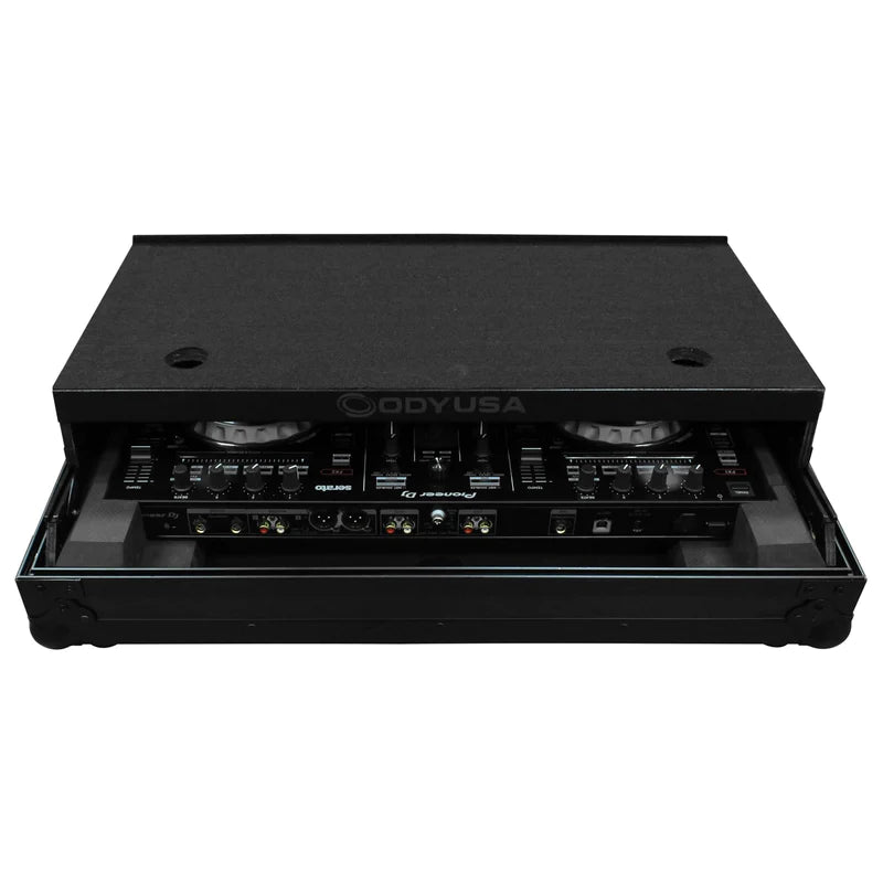 Odyssey FZGSPIDDJSR2BL Case Equipment - Odyssey FZGSPIDDJSR2BL - Black Pioneer DDJ-SR2 Flight Case with Glide Platform