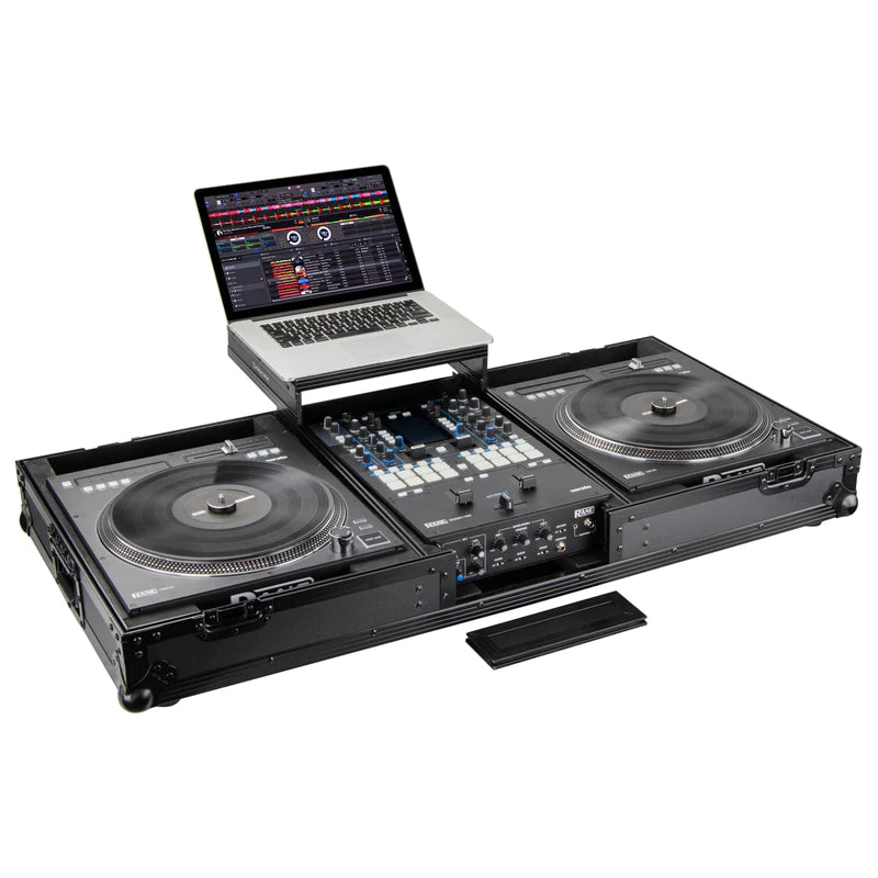 Odyssey FZGSRANE1272WBL Case DJ Gear - Odyssey FZGSRANE1272WBL - Black Low Profile Rane Twelve and Rane Seventy / Seventy-Two Coffin Flight Case with Glide Platform