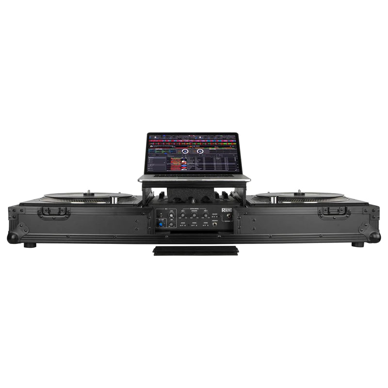Odyssey FZGSRANE1272WBL Case DJ Gear - Odyssey FZGSRANE1272WBL - Black Low Profile Rane Twelve and Rane Seventy / Seventy-Two Coffin Flight Case with Glide Platform