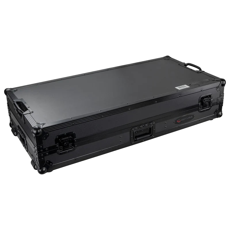Odyssey FZGSRANE1272WBL Case DJ Gear - Odyssey FZGSRANE1272WBL - Black Low Profile Rane Twelve and Rane Seventy / Seventy-Two Coffin Flight Case with Glide Platform