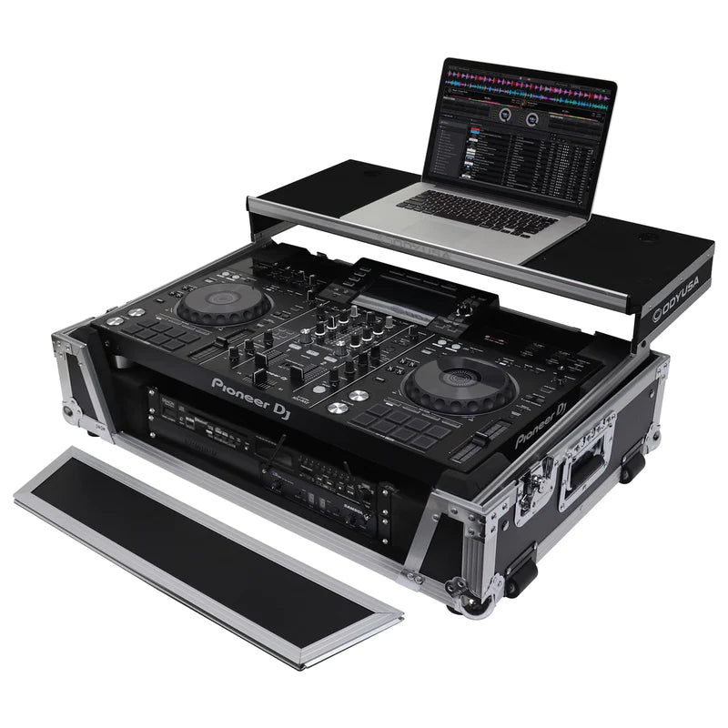 Odyssey FZGSXDJRX2W2 DJ Case - Odyssey FZGSXDJRX2W2 - Pioneer XDJ-RX / XDJ-RX2 Flight Case with 2U Rack Space and Glide Platform