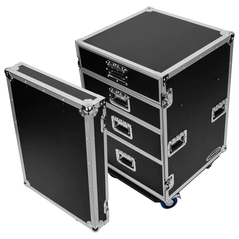 Odyssey FZWB4WDLX Case Rackmount - Odyssey FZWB4WDLX - Deluxe Four Drawer Workbox Tour Flight Case with Casters and Side Table