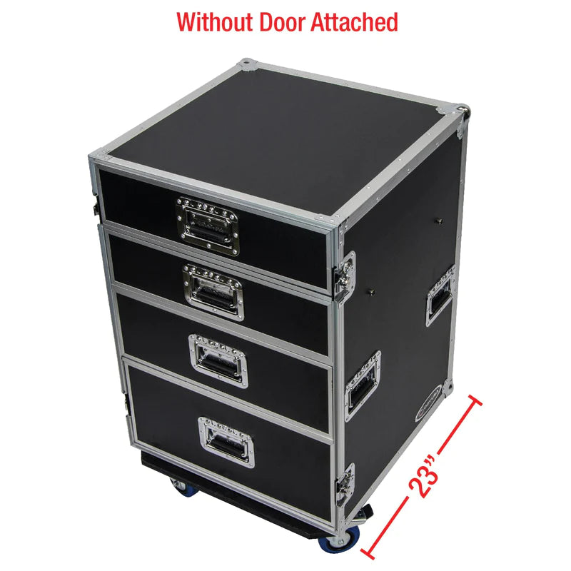 Odyssey FZWB4WDLX Case Rackmount - Odyssey FZWB4WDLX - Deluxe Four Drawer Workbox Tour Flight Case with Casters and Side Table